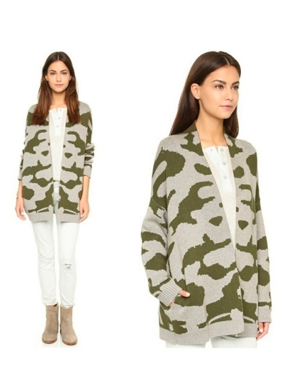 Current Elliott the oversized camo cardigan